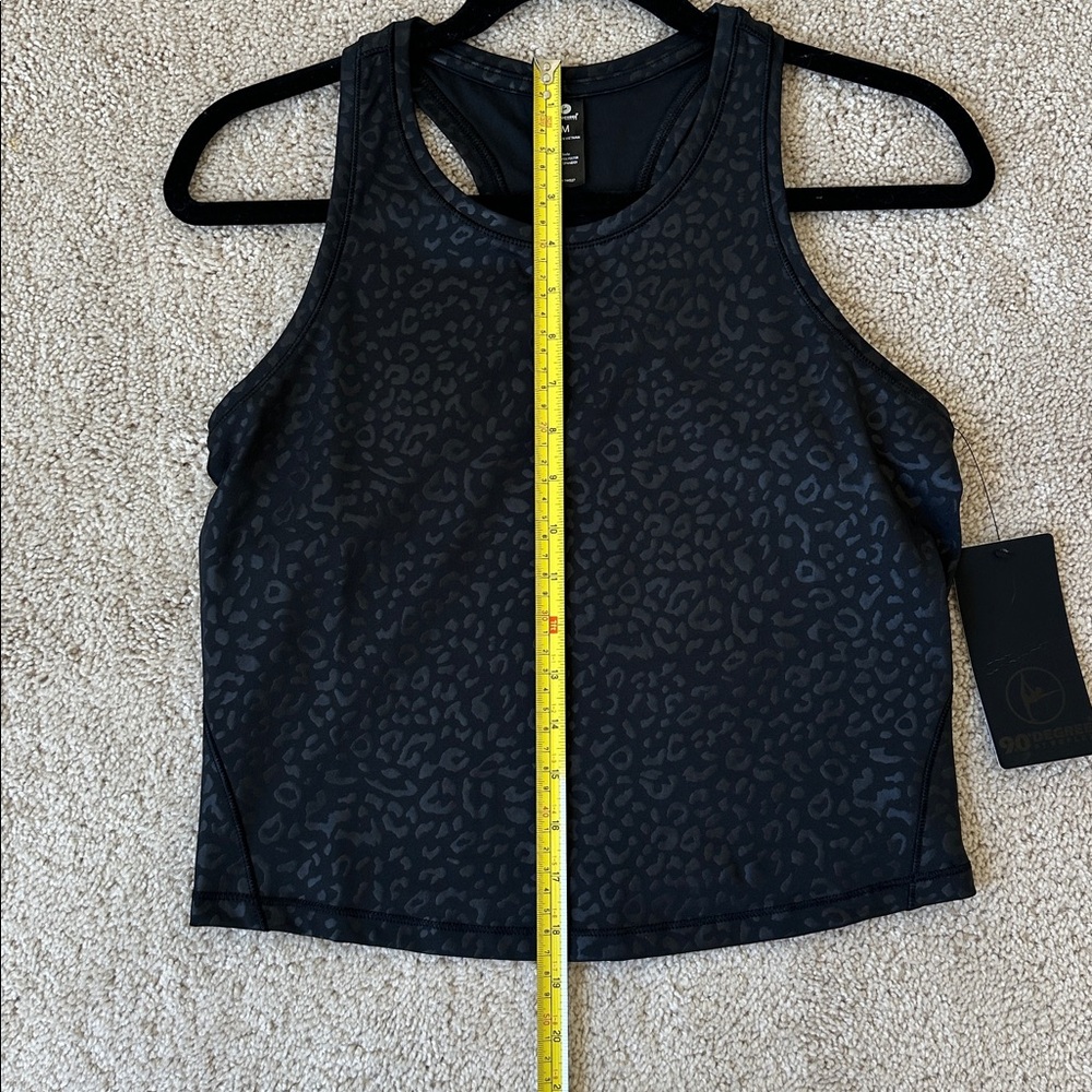 90 Degree By Reflex Black Leopard Print Cropped Activewear Tank Top - Size M NEW - Picture 3 of 6